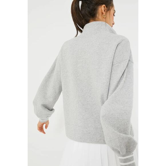 Tuckernuck Heathered Gray Carlson Quarter Zip Sweatshirt | SZ L - Picture 3 of 16